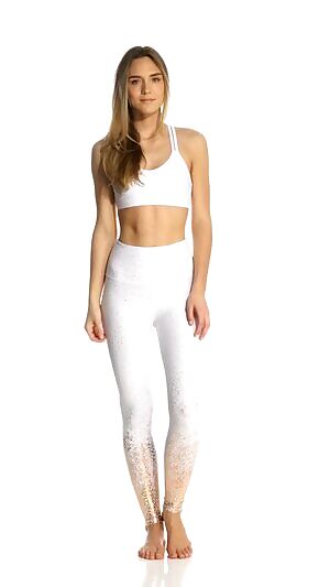 Beyond Yoga Alloy Double-back Speckled bra & Ombre high-waisted Midi leggings