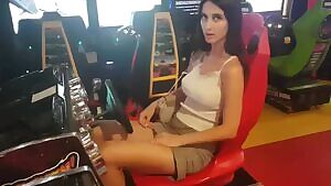 The Girl without Panties Plays in the Game Play Center