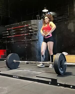 Badass College Girl deadlifts 350 pounds.