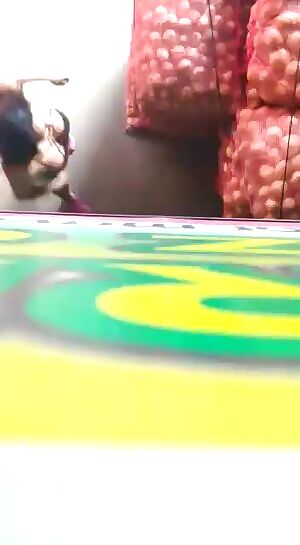 3 sluts team up on lucky guy at the market