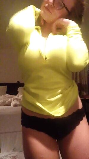 nerdy girl does a massive titty drop!