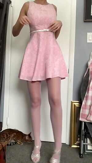 Taking off my cute pink dress for you 💘