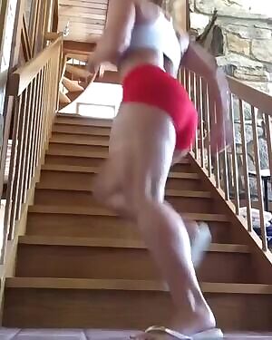 Up and down the stairs she goes...