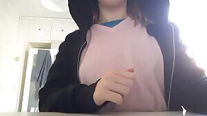 Smiling as I play with my tits