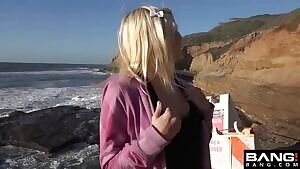 Perky titties flashing on on the bluff