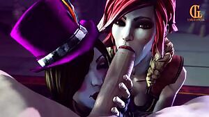 Lilith and Moxxi share a cock