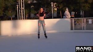 Flashing on roller blades ends in a facial