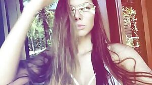 Viki Odintcova in her Daisy Dukes