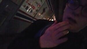 Was caught with my caged dick out, sucking my fingers by a group of drunk men. Shame I stopped filming just before, it was so humiliating to walk past them as they were laughing at me