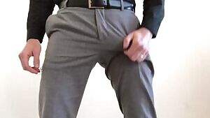 It always shows up best in gray slacks