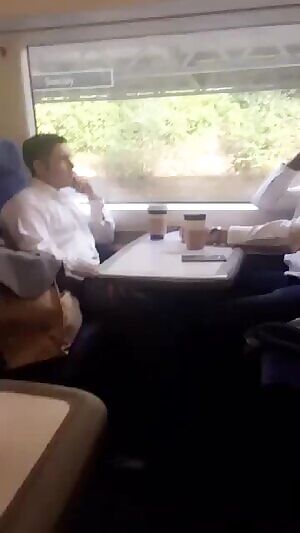 In the train shakes boobs!