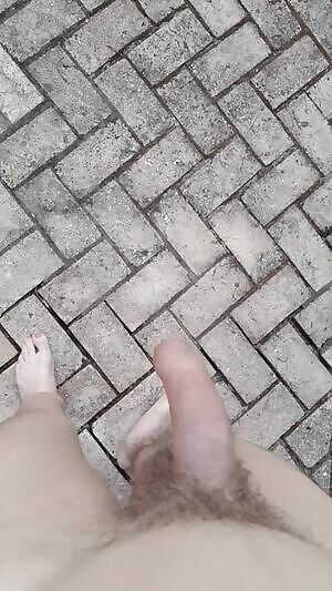 Taking a piss naked outside