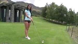 Sweet Girl Shows Her Ass on the Golf Course.