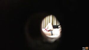 Caught step sister watching lesbian porn and masturbation