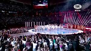 Shakira and Jennifer Lopez during the Superbowl Halftime Show