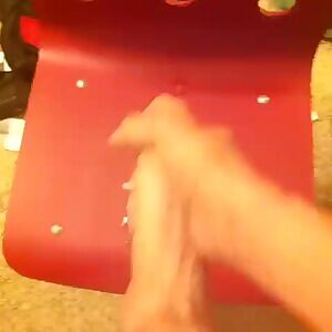 Cumming on the chair