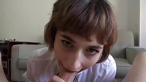 Cute girlfriend is buttoned up