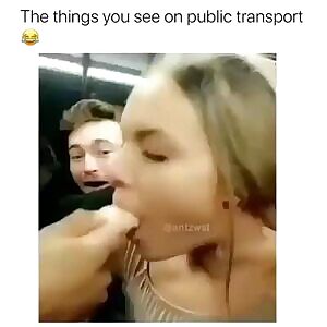 Showing her skills on a bus