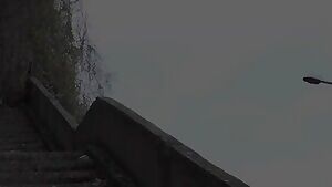 Quick squat and messy stream on the stairs