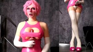 Shiny Catsuit Fake Boobs Latex latexlapel