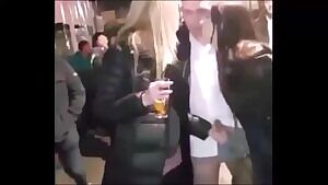 Blonde and brunette blowjob in the middle of the street. Passersby shoot on mobile