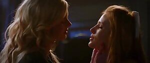 Bella Thorne and Samara Weaving in The Babysitter