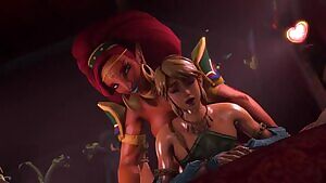 Urbosa fucks Link while Zelda watches