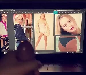 shooting my load over Ena's long legs and tight ass