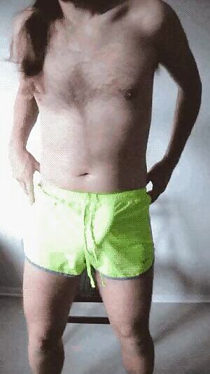 Florescent shorts. post gym.