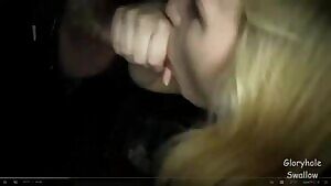 True Cum Slut at Gloryhole - taking a shot of cum