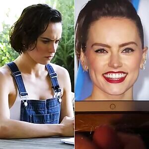 Daisy Ridley loves watching herself get a load of cum onto her face