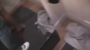 Sex in the changing room, then puts store's panty back on, and wipes cum with it