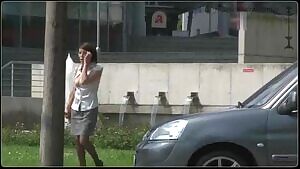 Big Tits out of dress walking down the street