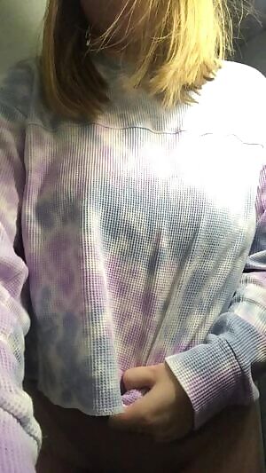 some un in the airplane bathroom