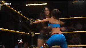 Bayley hugging AJ Lee