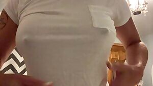 White t-shirt titty drop