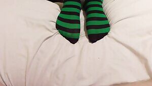 Showing off her new socks