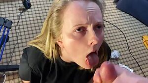 Overwhelmed my slut roommate with cum for the first time