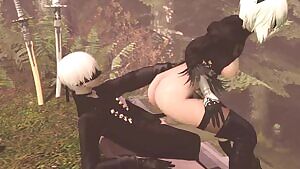 2B riding 9S