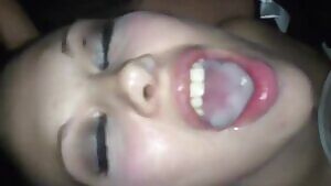 Cum-starved slut swallows every mouthful and bowl of cum she can get.