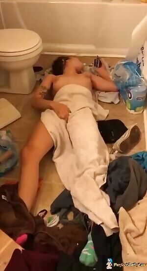 She was supposed to be cleaning the bathroom:)