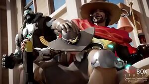 Ashe, McCree, BoB - Cowgirl princess goes Deepthroat