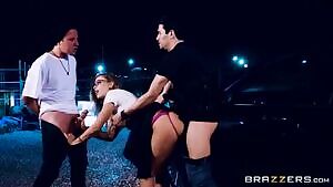 Slutty Britney Amber got threesomed on the crime scene GIF