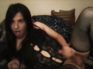 Cutie getting herself off while Daddy and his friends enjoy the show.