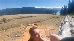 Sucking cock on top of the mountain