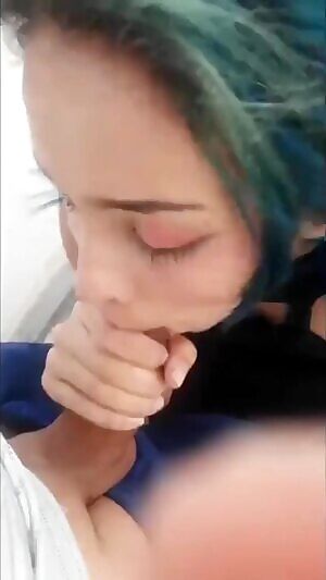 Blue haired gf wants the juice