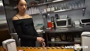 Skinny Ebony Teen Earning Extra Cash Being A Waitress