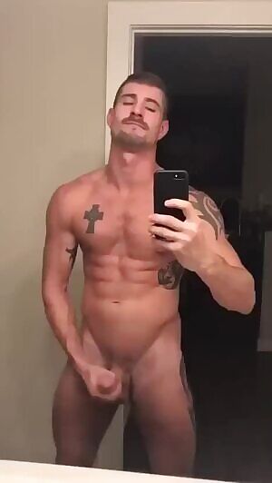 Playing with his meat