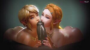 Princess Zelda and Link sucking of Ganondorf