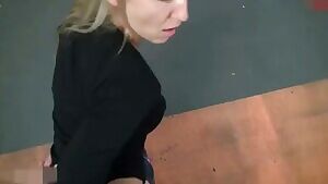 Fuck and creampie in the parking garage